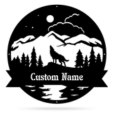 Howling Coyote Monogram, Cut Metal Sign, Metal Wall Art, Metal House Sign Laser Cut Metal Signs Custom Gift Ideas