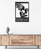 Custom Name Floral Mother And Child Metal House Sign