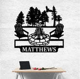 Personalized Campfire Family Name Sign, Metal Wall Decor, Monogram Name Camping Sign, Home Decor, Personalized Outdoor Decor, Laser Cut Metal Signs Custom Gift Ideas