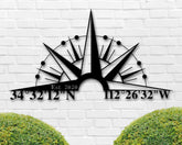 Gps Coordinates Sign Nautical Compass Metal Wall Art Latitude Longitude Custom Metal Sign Address Sign Housewarming Gift Laser Cut Metal Signs Custom Gift Ideas