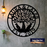 Tree Of Life Sign, Dog Family, Entrance, Gate, Plasma Cut Steel Sign, Custom Monogram, Wreath, Welcome Sign, Personalized Sign, Home Decor Laser Cut Metal Signs Custom Gift Ideas