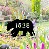 Personalized Address Bear Yard Sign, Metal Stake, Gift For Hunting Lovers, Metal Laser Cut Metal Signs Custom Gift Ideas