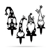 Garden Art Gnomes 4 Pack, Cut Metal Sign, Metal Wall Art, Metal House Sign Laser Cut Metal Signs Custom Gift Ideas