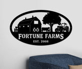 Personalized Farm Scene With Established Date Oval Metal Sign Metal Sign Farm Sign Outdoor Sign Personalised Sign Farmhouse Decor Laser Cut Metal Signs Custom Gift Ideas
