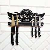 Personalized Magnetic Knife Holder, Metal Kitchen Wall Decor, Grill Wall Art Laser Cut Metal Signs Custom Gift Ideas