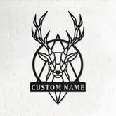 Custom Deer Geometric Metal Wall Art, Personalized Deer Geometric Name Sign Decoration For Room, Deer Home Decor, Custom Deer Geometric, Metal Laser Cut Metal Signs Custom Gift Ideas