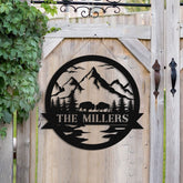 Personalized Name Bison Deer Hunting Hunter Metal Sign, Custom Outdoor Cabin, Lodge, Camp, Wall Decor, Art Gift For Him, Metal Laser Cut Metal Signs Custom Gift Ideas