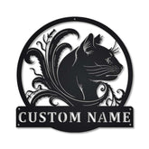 Personalized Black Cat Floral Metal Sign Art, Custom Black Cat Floral Metal Sign, Animal Funny, Father's Day Gift, Pets Gift, Laser Cut Metal Signs Custom Gift Ideas