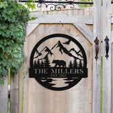 Personalized Family Name Date Bear Hunting Hunter Metal Sign, Cabin, Lodge, Camp, Wall Decor, Art Gift For Him Dad, Metal Laser Cut Metal Signs Custom Gift Ideas