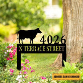 Customized Address Cow Metal Yard Sign, Cattle Barn Steel Art, Farm Metal Sign, Metal Laser Cut Metal Signs Custom Gift Ideas