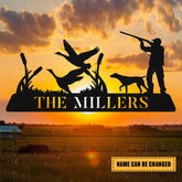 Personalized Family Name Duck Deer Hunting Metal Sign Monogram, Custom Farm, Cabin, Lodge, Camp, Wall Decor, Art Gift For Him, Metal Laser Cut Metal Signs Custom Gift Ideas