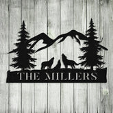 Personalized Family Name Wolf Deer Hunting Hunter Metal Sign, Cabin, Lodge, Camp, Wall Decor, Metal Laser Cut Metal Signs Custom Gift Ideas