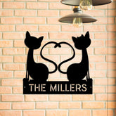 Personalized Double Cats Metal Sign, Metal Laser Cut Metal Signs Custom Gift Ideas