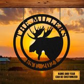 Personalized Family Name Moose Deer Hunting Hunter Metal Sign, Metal Laser Cut Metal Signs Custom Gift Ideas
