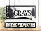 Custom Name And Address Metal Sign, Pine Trees, Outdoor Sign, Metal Wall Art, House Number, Address Plaque, Family Name, Laser Cut Metal Signs Custom Gift Ideas