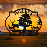 Personalized Family Name Deer Hunting Metal Sign, Custom Outdoor Farm, Wall Decor, Art Gift For Him, Metal Laser Cut Metal Signs Custom Gift Ideas