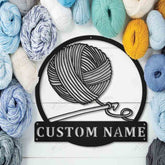 Personalized Crochet Monogram Metal Wall Decor Iii, Cut Metal Sign, Metal Wall Art, Metal House Sign, Metal Laser Cut Metal Signs Custom Gift Ideas