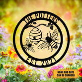 Personalized Name And Date Bee Hive Metal Sign, Beekeeper Gift, Metal Laser Cut Metal Signs Custom Gift Ideas