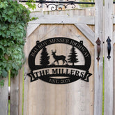 Personalized Family Name Deer Hunting Hunter Metal Sign Monogram, Wall Decor, Art Gift For Him, Metal Laser Cut Metal Signs Custom Gift Ideas
