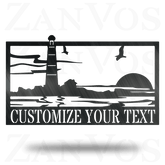 Lighthouse Rectangle Monogram Customized Metal Signs, Custom Metal Sign, Custom Signs, Metal Sign, Metal Laser Cut Metal Signs Custom Gift Ideas