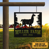 Personalized Metal Farm Sign Llama, Custom Outdoor Farmhouse, Ranch, Stable, Metal Laser Cut Metal Signs Custom Gift Ideas