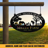 Personalized Metal Farm Sign Horse Dog Chicken Cat Monogram Custom Outdoor Farmhouse Ranch Stable Wall Decor Art Gift Decorations