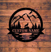 Personalized Howling Wolf Metal Ranch Sign Outdoor Weatherproof Sign Farm Sign Custom Metal Sign Decorations