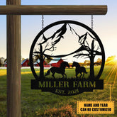 Personalized Metal Wild Horse Sign Monogram, Outdoor Ranch, Stable, Wall Decor Art Gift, Metal Laser Cut Metal Signs Custom Gift Ideas