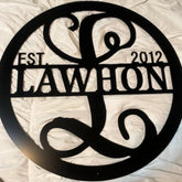 Last Name Sign Split Letter Monogram Established Date Decor Cut Metal Sign Wall Metal Sign Decorations