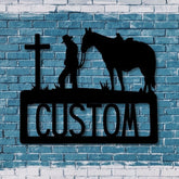 Metal Cowboy Name Sign Metal Farm Sign Farmhouse Decor Family Name Sign Housewarming Metal Sign For Cowboy Decorations