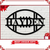 Personalized Family Name Metal Sign Metal Monogram Sign Football Sports Birthday Gift Door Hanger Wall Hanger Decorations