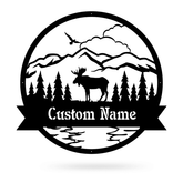 Great Outdoors Moose Monogram Cut Metal Sign Metal House Sign Decorations