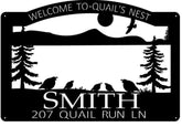 Metal Address Sign With Quail Pine Trees Or Cactus Mountain Quail Sign Desert Sign Metal House Sign Decorations