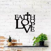 Faith Love Hope With Cross Metal Sign Monogram Metal Shop Decorations