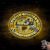 Custom Vegetable Garden Metal Sign Led Lights, Metal Vegetable Farm Signs, Personalized Metal Hanging Garden Sign, Veggie Garden Metal Art