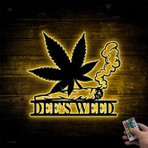Personalized Weed Metal Wall Art Led Lighs, Custom Cannabis Metal Name Sign, Custom Marijuana Sign, Culture Smoking Cigarette Metal Wall Art