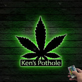 Personalized Weed Metal Wall Art Led Lights, Custom Cannabis Metal Name Sign, Marijuana Metal Sign, Culture Smoking Cigarette Metal Wall Art