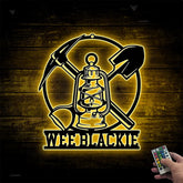 Personalized Coal Miner Metal Name Sign Led Lights, Custom Coal Mining Metal Wall Art Home Decor, Coal Mining Man Cave Workshop Metal Wall Sign