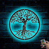 Metal Tree Of Life Wall Art Led Lights, Tree Of Life Metal Sign, Family Tree Monogram Wall Sign, Housewarming Metal Decor, Tree Of Life Metal Sign
