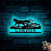 Personalized Fox Metal Wall Art Led Lights, Fox Monogram Metal Name Sign, Fox Wild Animal Metal Wall Sign Decor, Fox Laser Cut Metal Hanger Sign