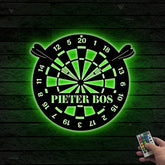 Personalized Dartboard Metal Wall Art Led Lights, Darts Game Zone Metal Wall Sign, Custom Darts Player Metal Name Sign, Darts Sport Metal Sign