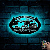 Custom Farmhouse Metal Wall Art Led Lights, Personalized Animals Barn Metal Sign, Metal Farm Truck Name Sign, Mountain Barn Ranch Metal Sign