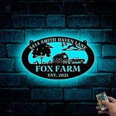 Custom Farmhouse Metal Wall Art Led Lights, Personalized Animals Barn Metal Sign, Metal Farm Truck Name Sign, Mountain Barn Ranch Metal Sign
