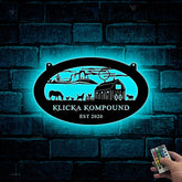 Custom Farmhouse Metal Wall Art Led Lights, Personalized Animals Barn Metal Sign, Metal Farm Truck Name Sign, Mountain Barn Ranch Metal Sign