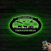 Custom Farmhouse Metal Wall Art Led Lights, Personalized Animals Barn Metal Sign, Metal Farm Truck Name Sign, Mountain Barn Ranch Metal Sign