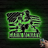 Custom Us Flag Welding Metal Wall Art Led Light, Personalized Welder Name Metal Sign, Ironworker Man Cave Welding Metal Wall Decor