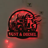 Personalized Semi Truck Metal Sign With Led Lights, Semi Truck Metal Wall Art, Custom Trucker Metal Name Sign, Trucking Company Metal Sign