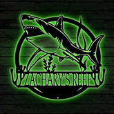 Custom Shark Metal Wall Decor Led Lights, White Shark Metal Sign, Neon Last Name Metal Sign, Custom Shark Metal Wall Art