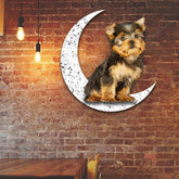 Metal Sign Yorkshire Terrier 2 Sit On The Moon Gift for Dog Lover Decorations