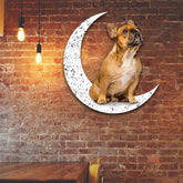 Dog Metal Sign French Bulldog 1 Sit On The Moon Gift for Dog Lover Decorations